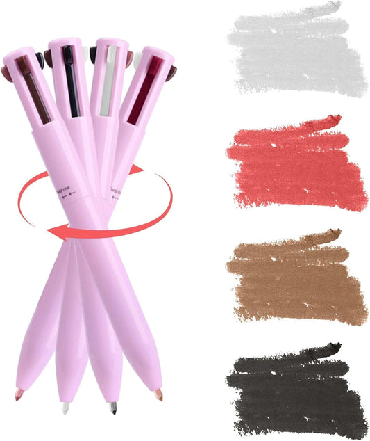 ✨ Lápiz de Maquillaje 4 en 1 Multifuncional | Cejas, Labios, Iluminador y Delineador Waterproof